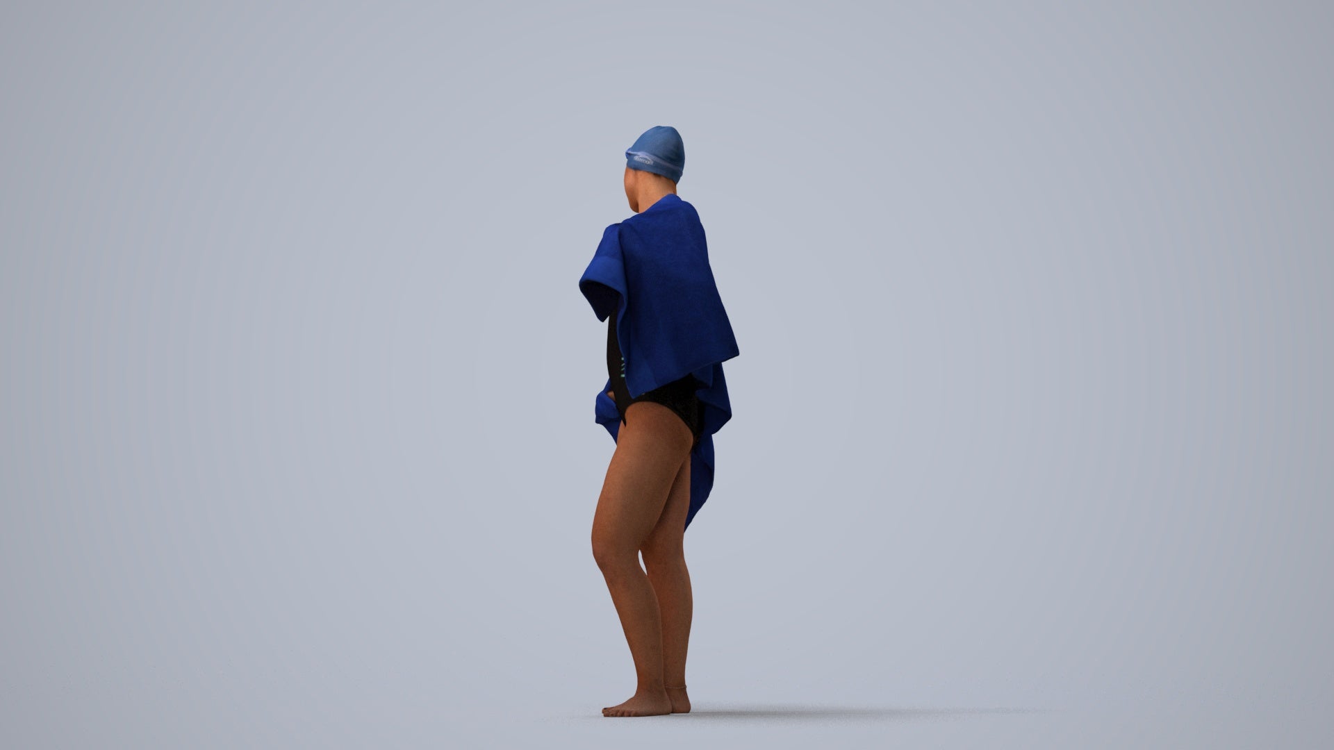 scanned 3D woman pool, photogrammetry people for Enscape and V-Ray, three-quarter view render