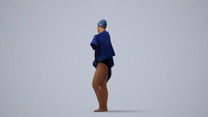 scanned 3D woman pool, photogrammetry people for Enscape and V-Ray, three-quarter view render