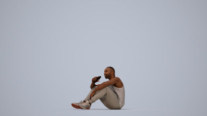 realistic 3D people man casual sitting, render-ready for V-Ray and Corona, FBX OBJ, top-down view render
