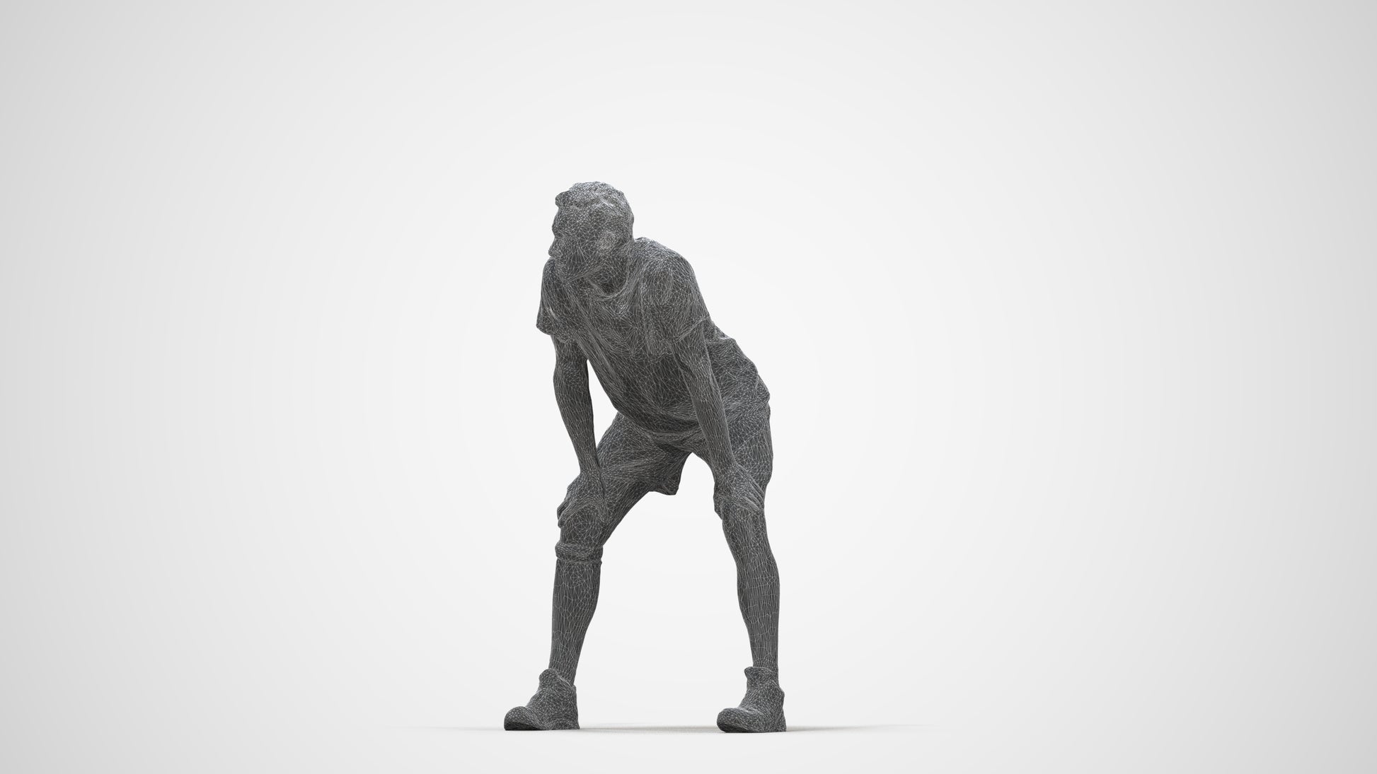 realistic 3D man sport, scanned archviz people for Blender and 3ds Max, wireframe back view