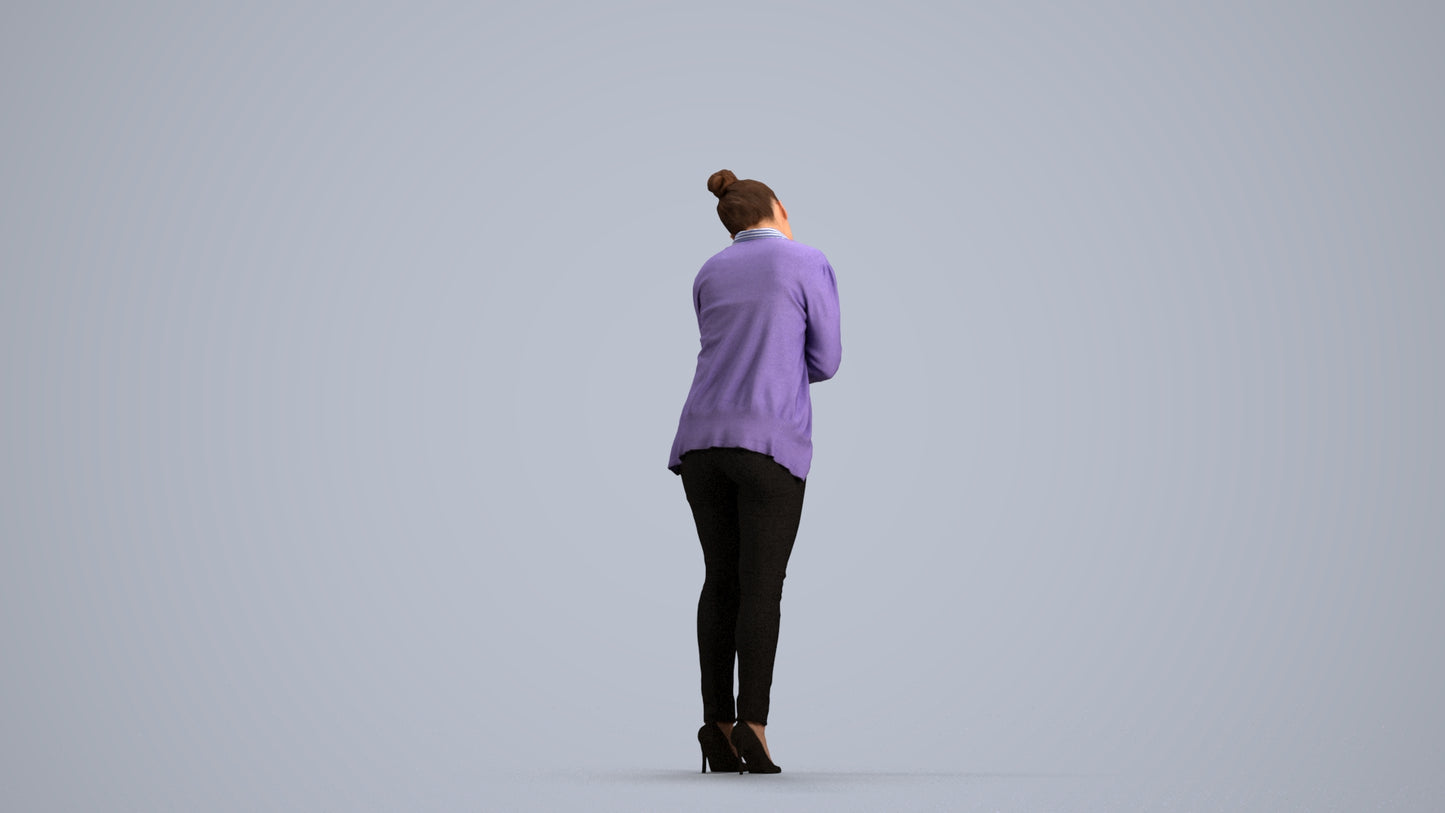 photogrammetry 3D woman business standing, realistic human model archviz FBX, front view render