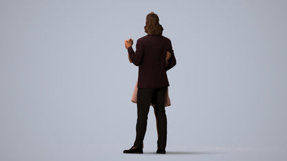 3D scanned woman dancing formal, photorealistic archviz people for Enscape and SketchUp, three-quarter view render