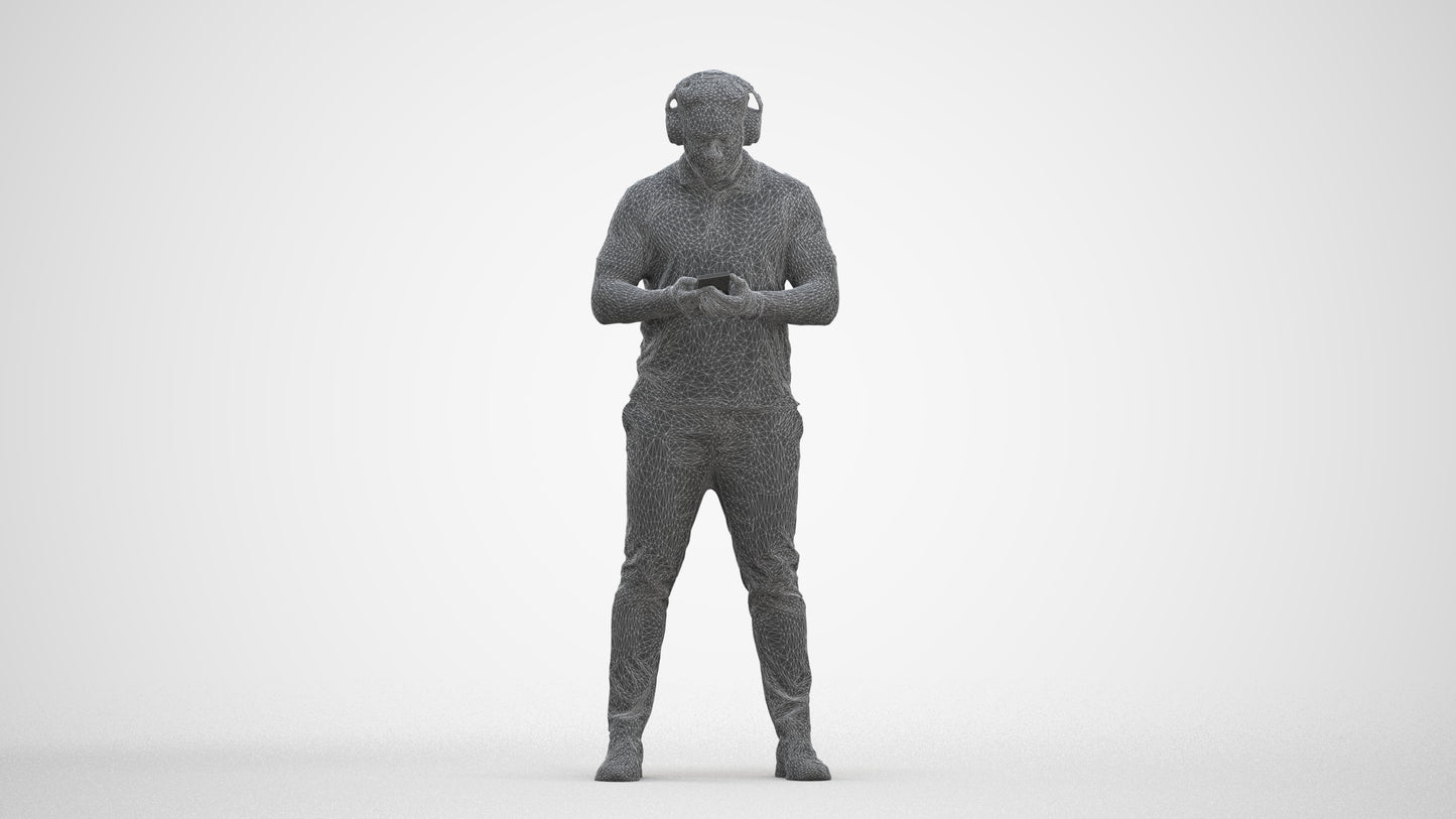 3D people model man casual standing, scanned human for 3ds Max rendering, three-quarter front view render