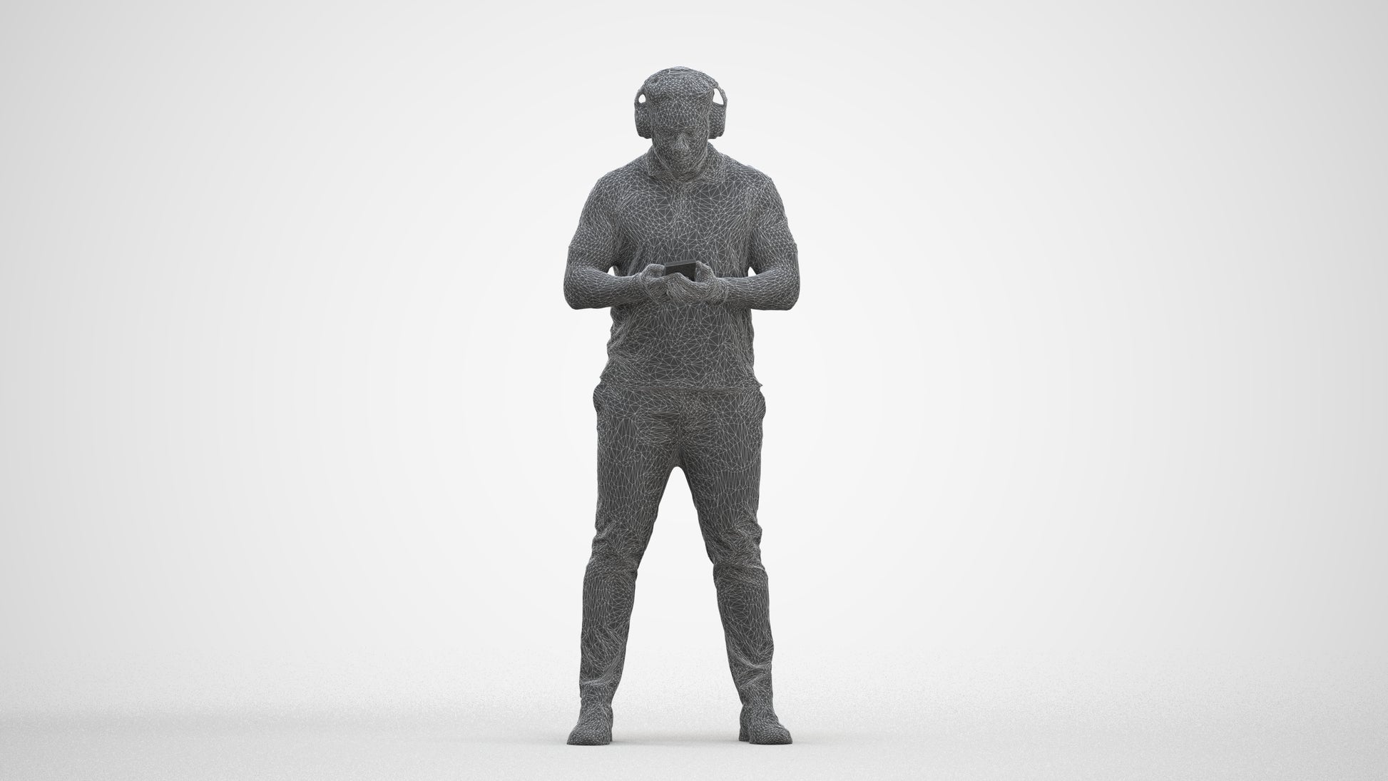 3D people model man casual standing, scanned human for 3ds Max rendering, three-quarter front view render