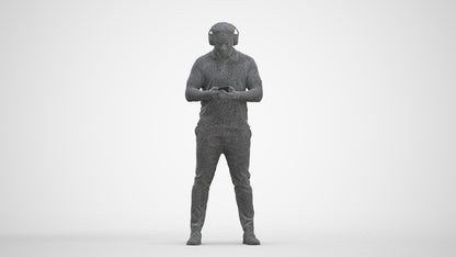 3D people model man casual standing, scanned human for 3ds Max rendering, three-quarter front view render