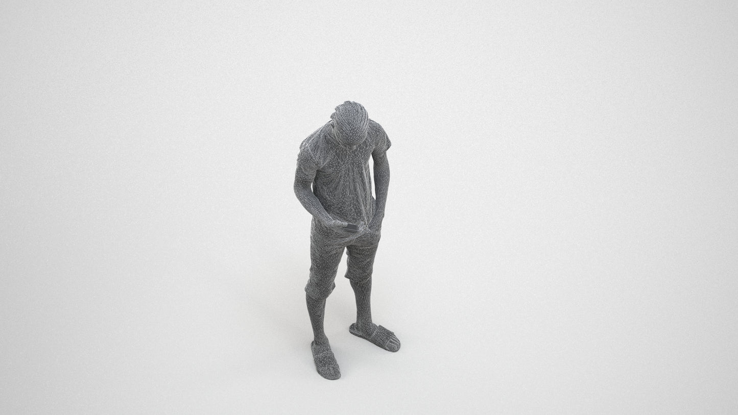scanned 3D boy casual kids, photogrammetry people for Enscape and V-Ray, wireframe three-quarter view