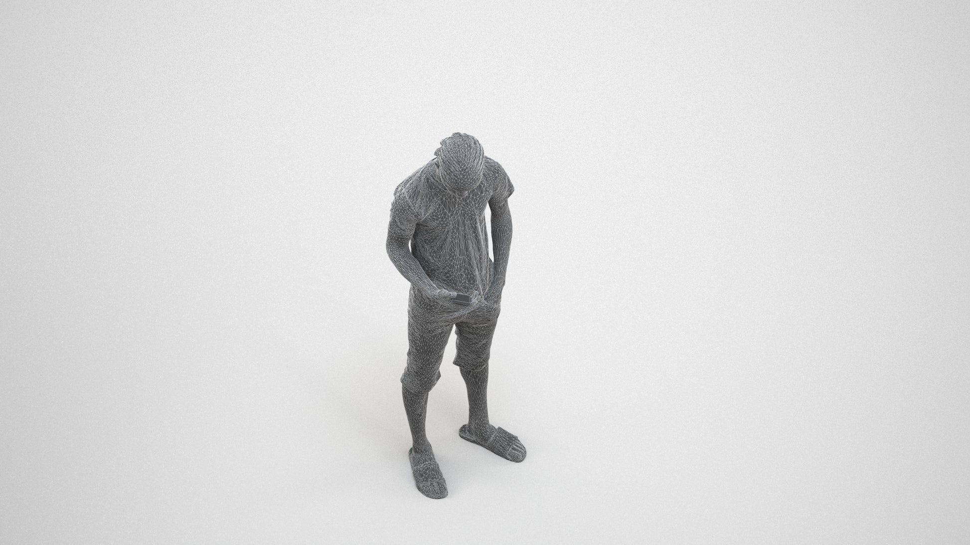 scanned 3D boy casual kids, photogrammetry people for Enscape and V-Ray, wireframe three-quarter view