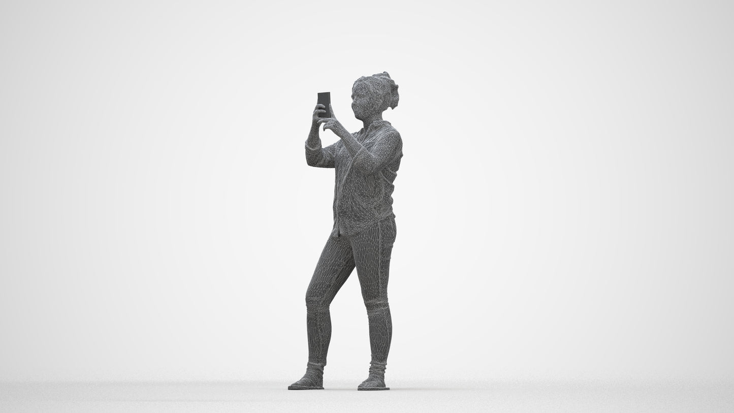 3D people model man casual standing, scanned human for 3ds Max rendering, wireframe back view