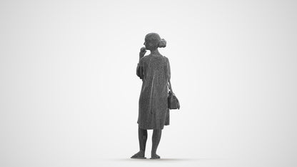 3D human model girl casual kids, photogrammetry scanned person for archviz, wireframe front view