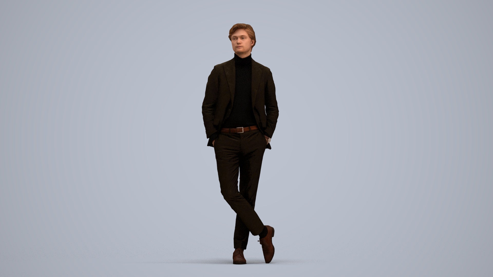 realistic 3D people man business standing, render-ready for V-Ray and Corona, FBX OBJ, standing pose render