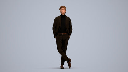 realistic 3D people man business standing, render-ready for V-Ray and Corona, FBX OBJ, standing pose render