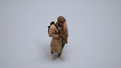 3D human model man casual walking, photogrammetry scanned person for archviz, back view render
