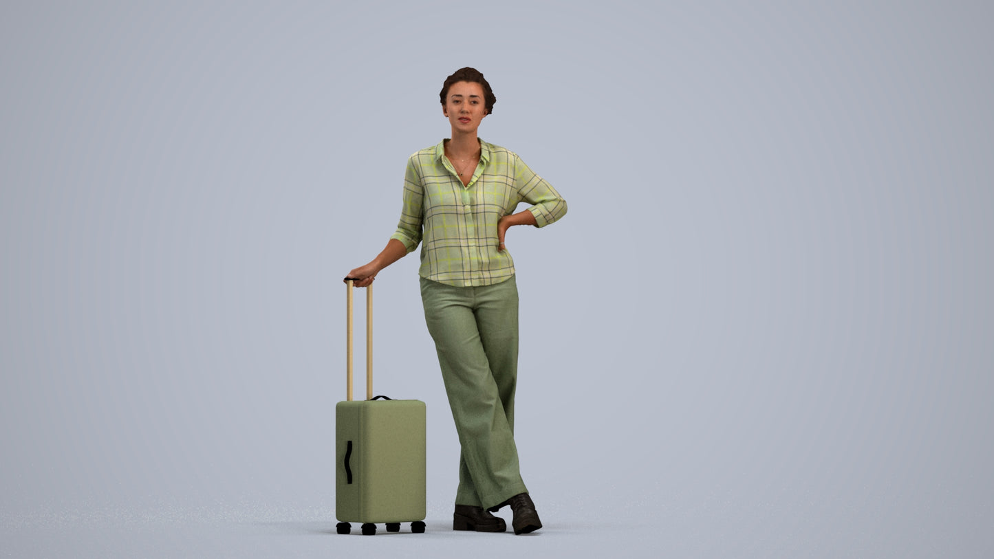 photogrammetry 3D woman casual standing, realistic human model archviz FBX, standing pose render