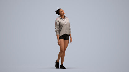 realistic 3D people woman casual walking, render-ready for V-Ray and Corona, FBX OBJ, standing pose render