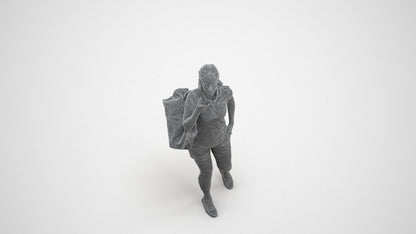 realistic 3D people woman casual walking, render-ready for V-Ray and Corona, FBX OBJ, wireframe three-quarter view