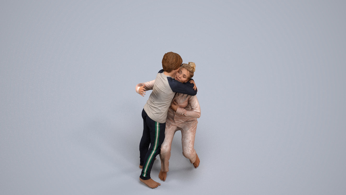 realistic 3D human girl kids, archviz people FBX OBJ for Blender, back view render