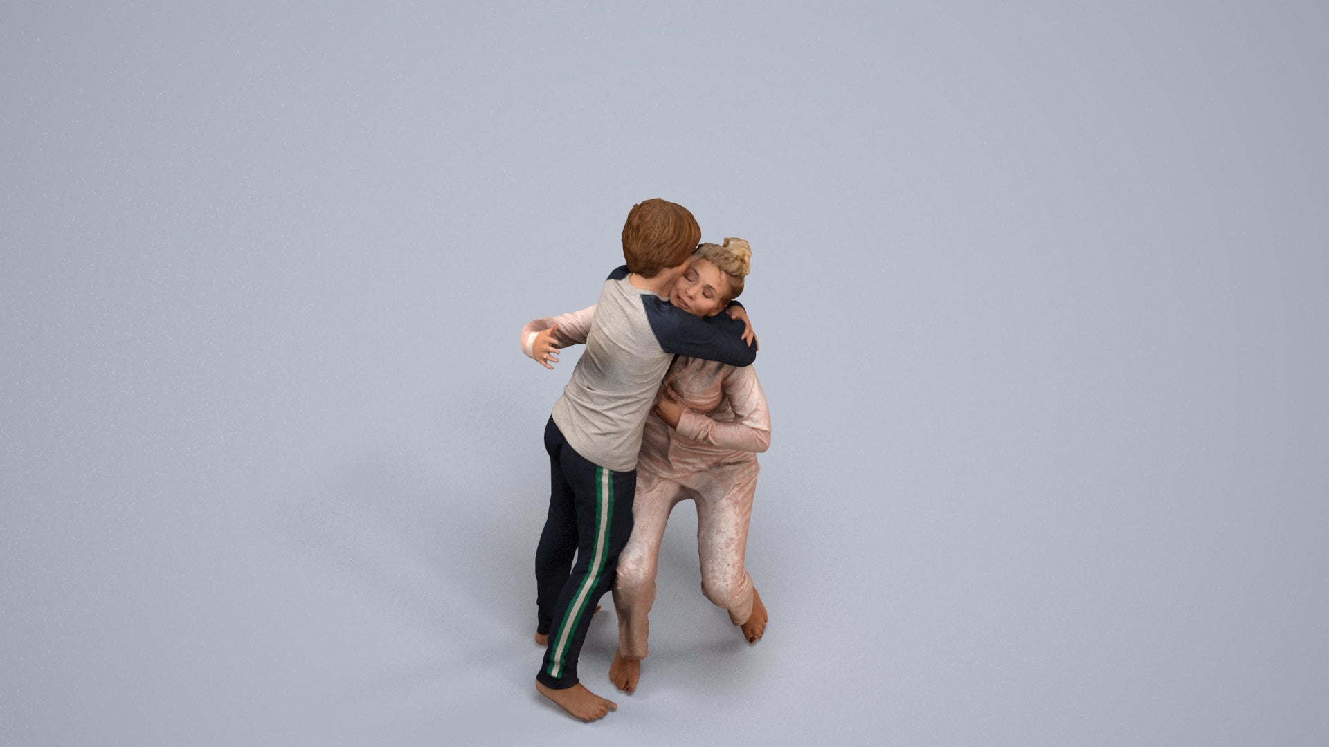 realistic 3D human girl kids, archviz people FBX OBJ for Blender, back view render