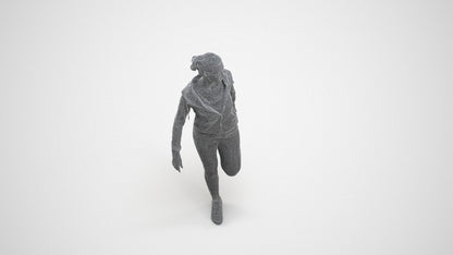 scanned 3D woman sport, photogrammetry people for Enscape and V-Ray, wireframe three-quarter view