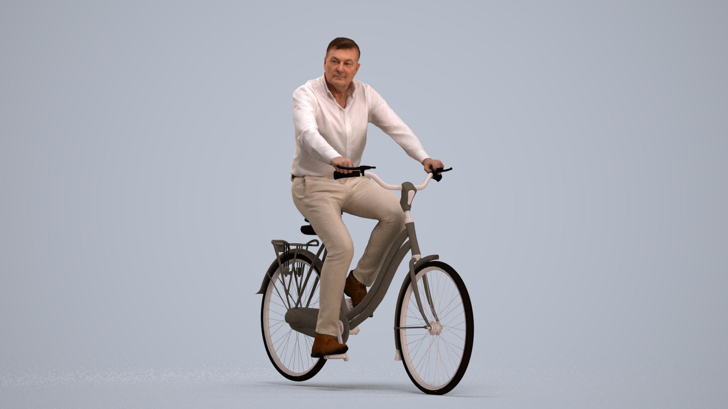 realistic 3D people man casual cycling, render-ready for V-Ray and Corona, FBX OBJ, standing pose render