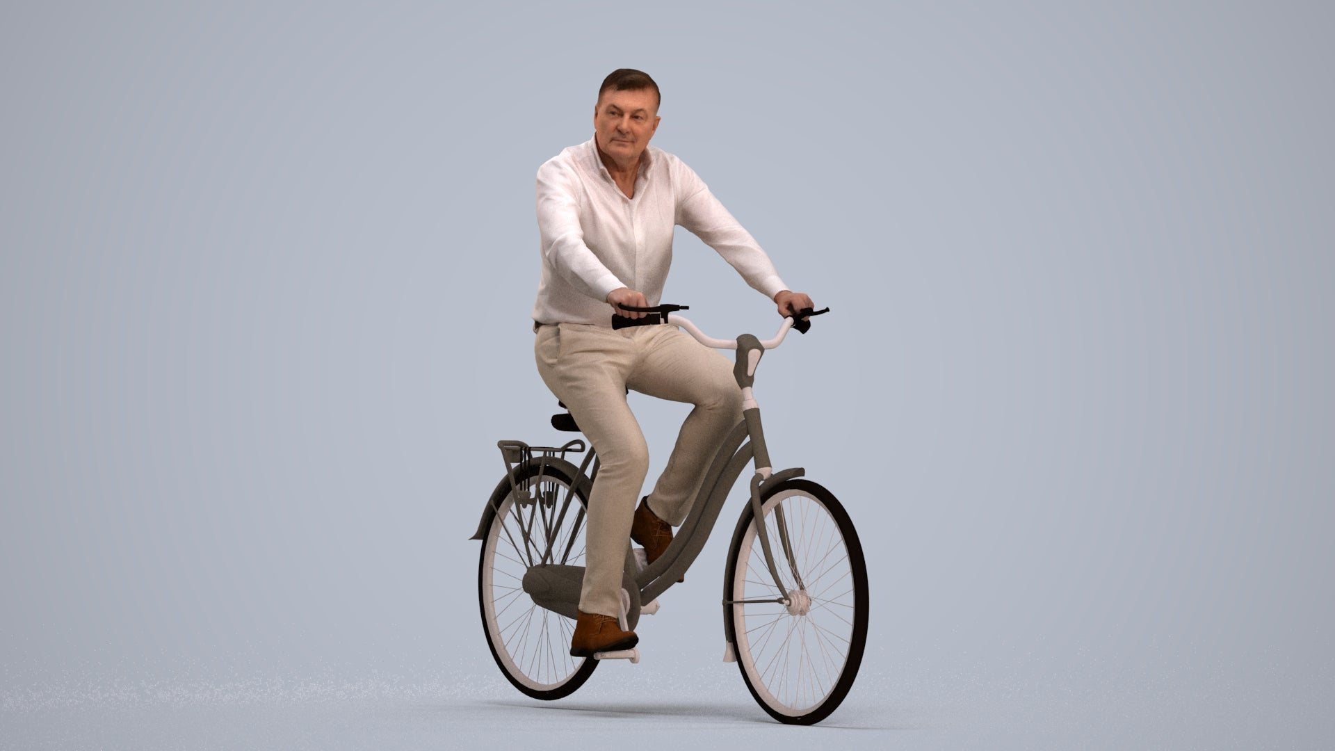 realistic 3D people man casual cycling, render-ready for V-Ray and Corona, FBX OBJ, standing pose render