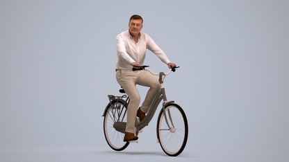 realistic 3D people man casual cycling, render-ready for V-Ray and Corona, FBX OBJ, standing pose render