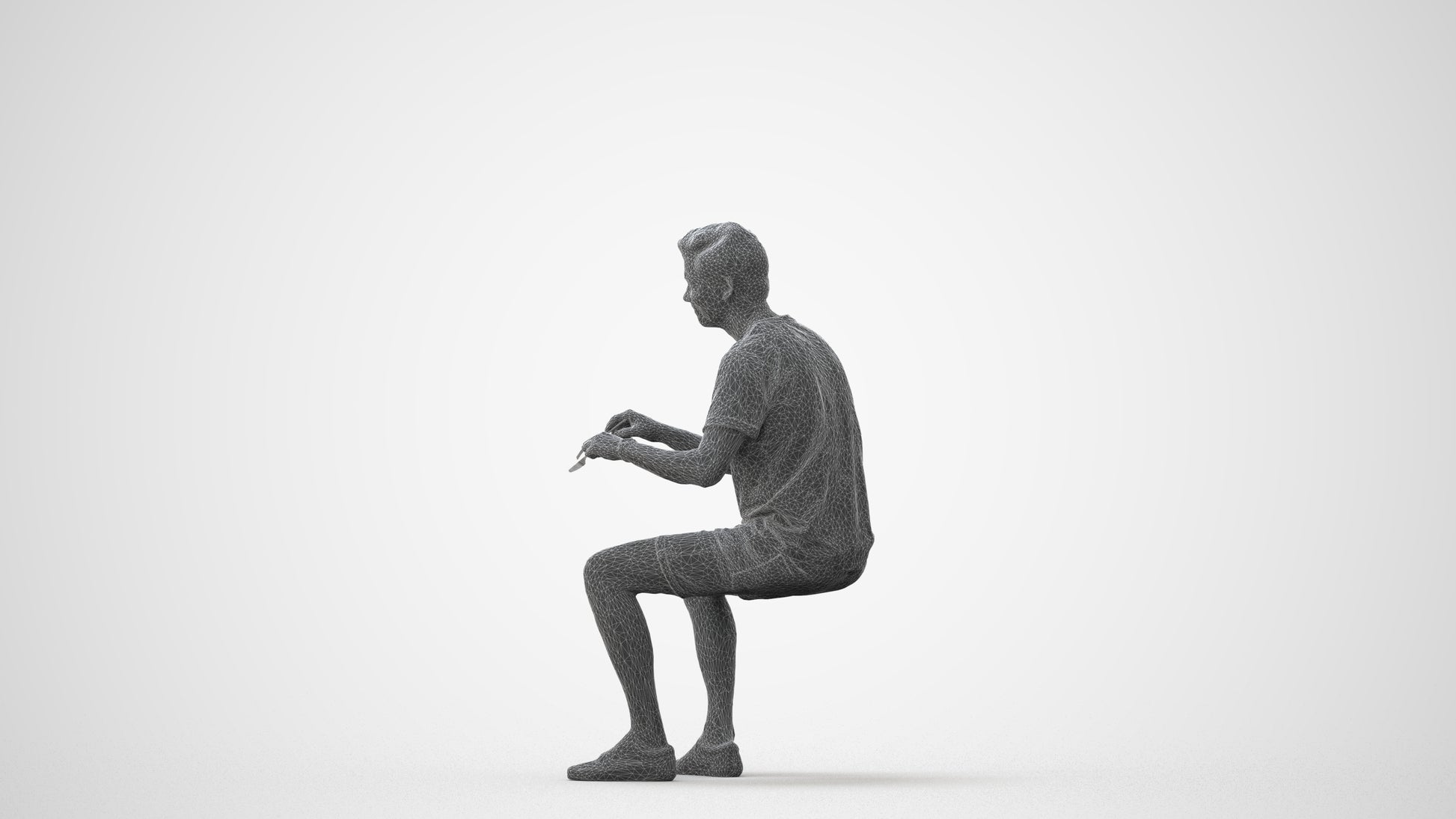 realistic 3D human man casual sitting, archviz people FBX OBJ for Blender, square thumbnail