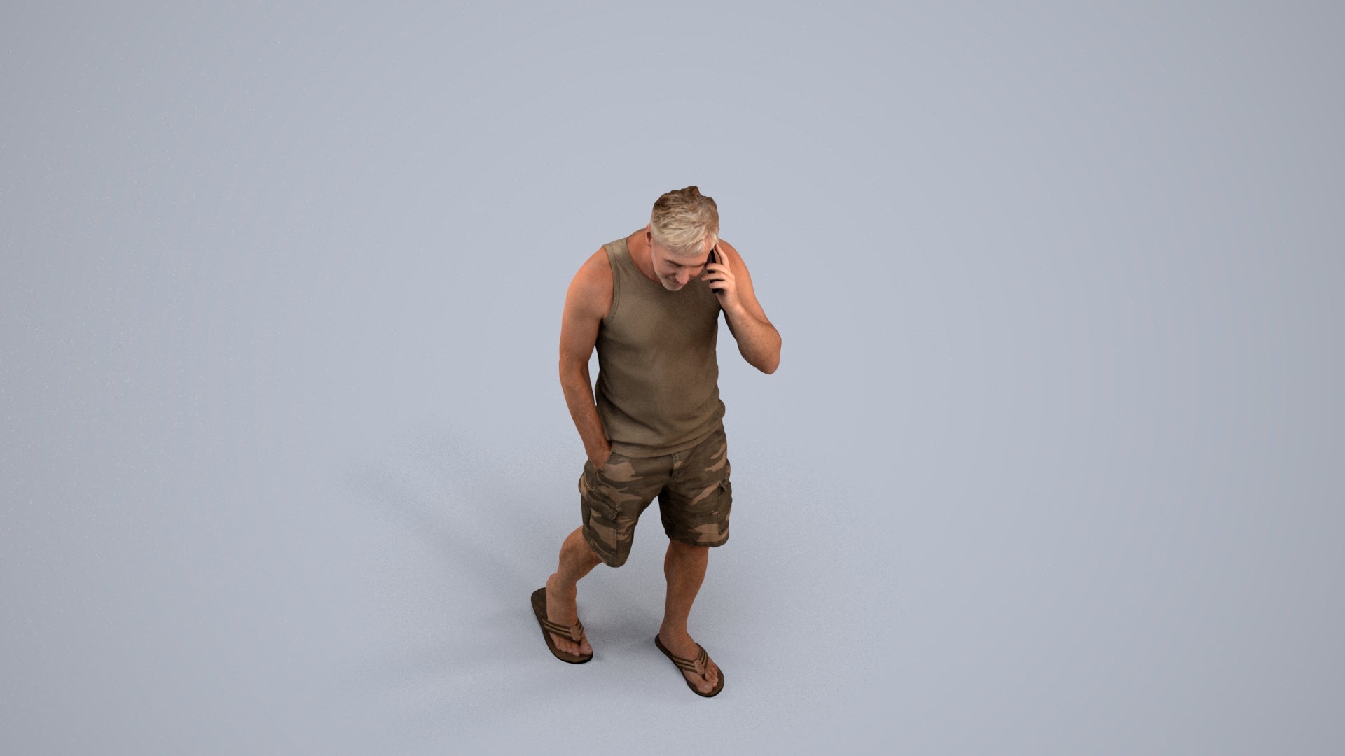 3D people model man casual walking, scanned human for 3ds Max rendering, back view render
