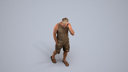 3D people model man casual walking, scanned human for 3ds Max rendering, back view render