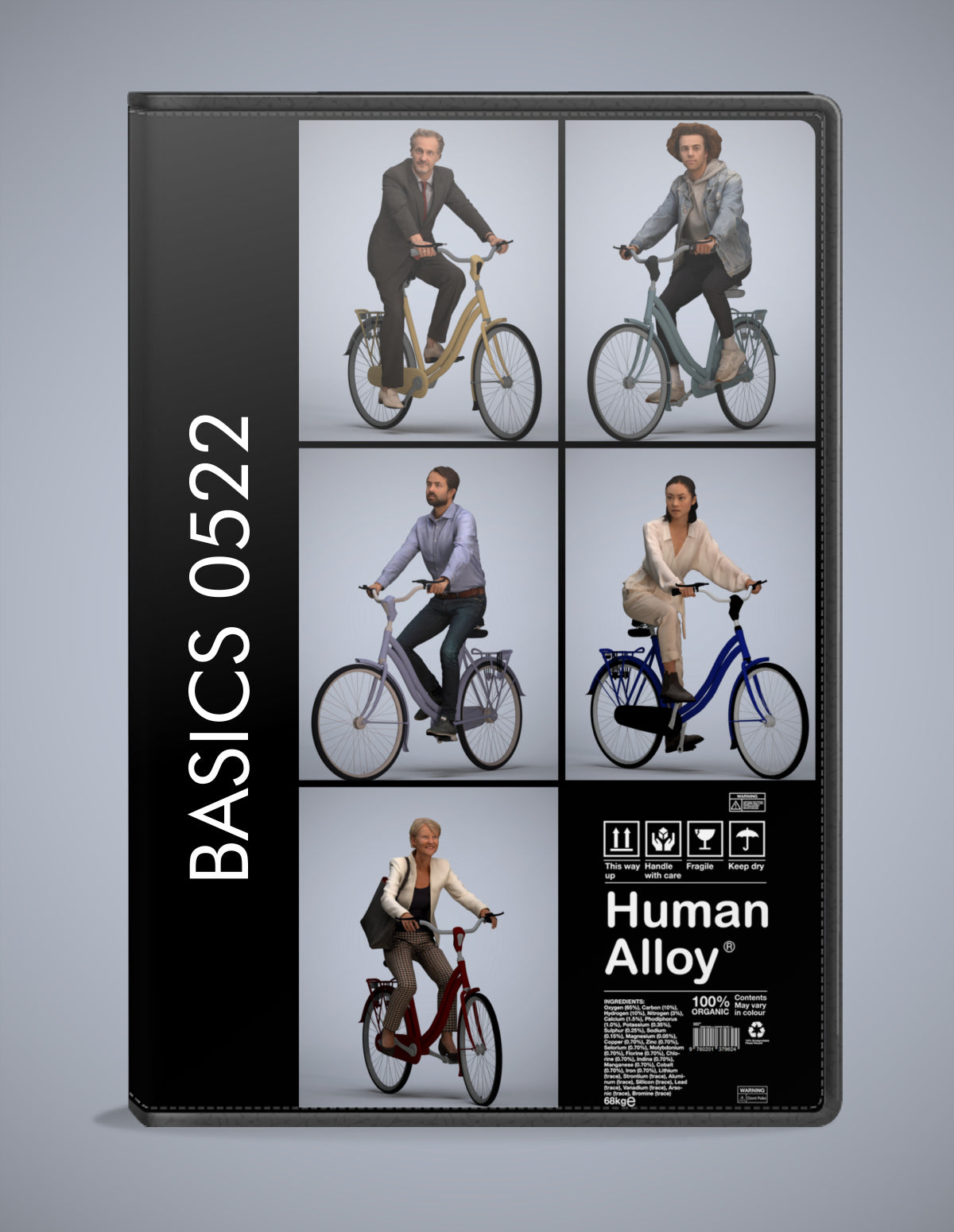 5x realistic 3D people cycling pack, scanned archviz collection for Blender and 3ds Max