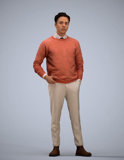 3D scanned man business casual, photorealistic archviz people for Enscape and SketchUp
