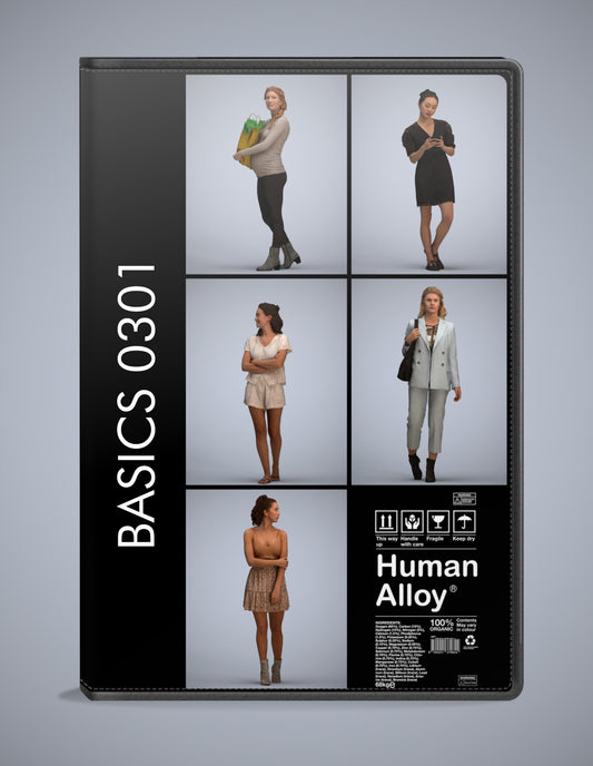 3D people models walking bundle, 5 scanned humans for 3ds Max rendering