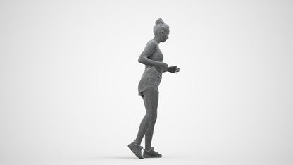 3D people model woman sport, scanned human for 3ds Max rendering, wireframe side view