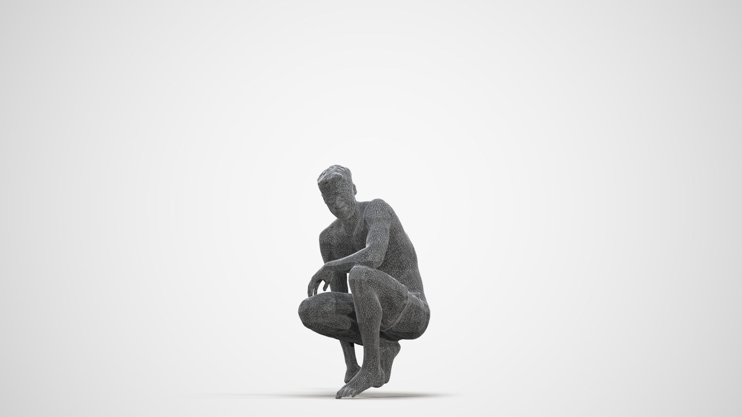 realistic 3D human man pool, archviz people FBX OBJ for Blender, three-quarter front view render