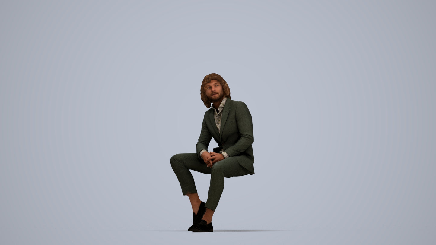 realistic 3D human man business, archviz people FBX OBJ for Blender, top-down view render