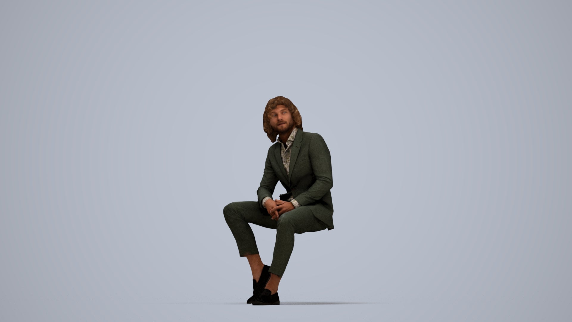 realistic 3D human man business, archviz people FBX OBJ for Blender, top-down view render
