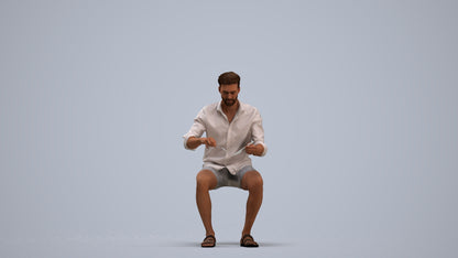 scanned 3D man casual sitting, photogrammetry people for Enscape and V-Ray, standing pose render