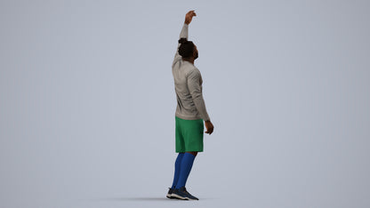 3D human model man sport, photogrammetry scanned person for archviz, side view render