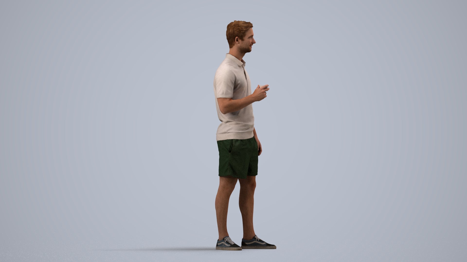 scanned 3D man casual standing, photogrammetry people for Enscape and V-Ray, side view render