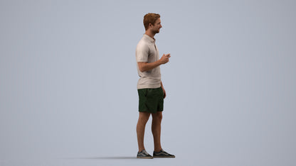scanned 3D man casual standing, photogrammetry people for Enscape and V-Ray, side view render