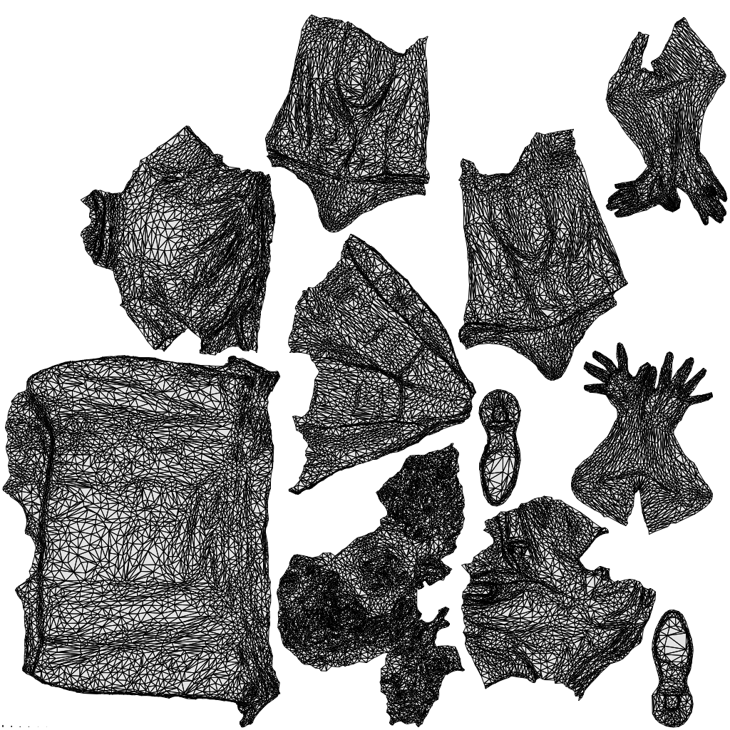 3D people model woman hospitality, scanned human for 3ds Max rendering, wireframe top-down view