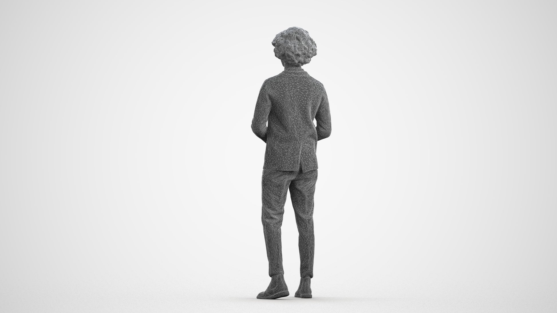photogrammetry 3D man casual standing, realistic human model archviz FBX, wireframe front view