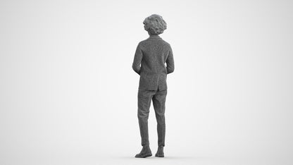 photogrammetry 3D man casual standing, realistic human model archviz FBX, wireframe front view