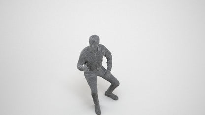 realistic 3D man business sitting, scanned archviz people for Blender and 3ds Max, wireframe three-quarter view