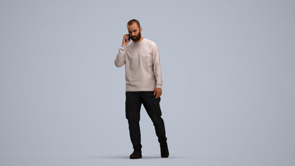 3D scanned man walking casual, photorealistic archviz people for Enscape and SketchUp, standing pose render