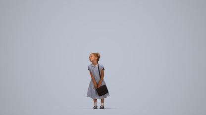 realistic 3D girl casual kids, scanned archviz people for Blender and 3ds Max, top-down view render