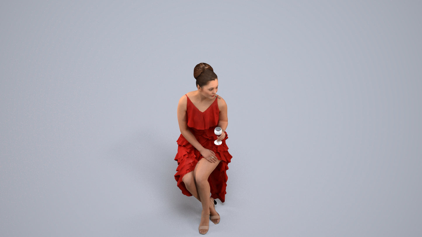 3D human model woman formal formalaffairs, photogrammetry scanned person for archviz, back view render