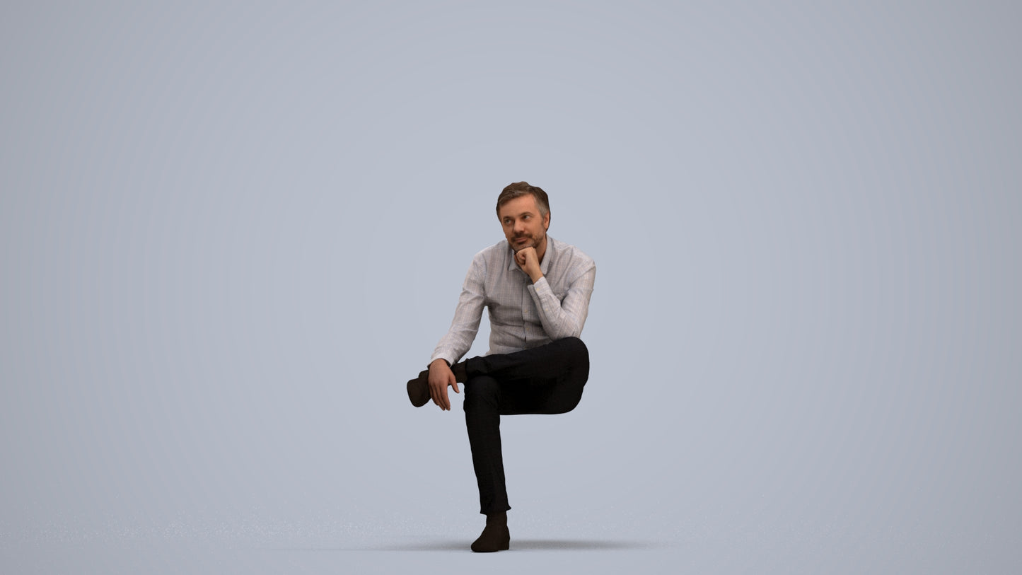3D scanned man business, photorealistic archviz people for Enscape and SketchUp, standing pose render