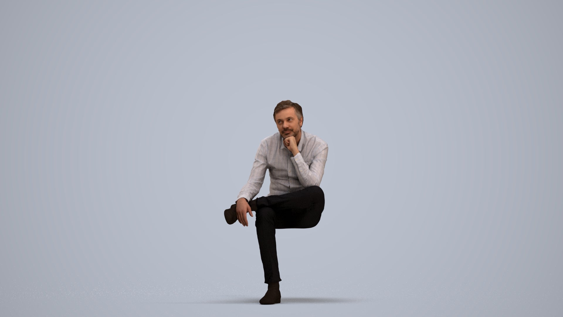 3D scanned man business, photorealistic archviz people for Enscape and SketchUp, standing pose render