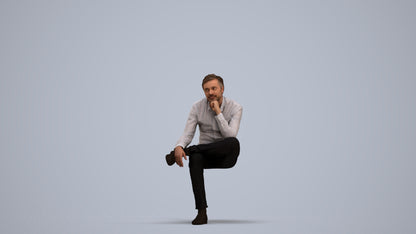 3D scanned man business, photorealistic archviz people for Enscape and SketchUp, standing pose render