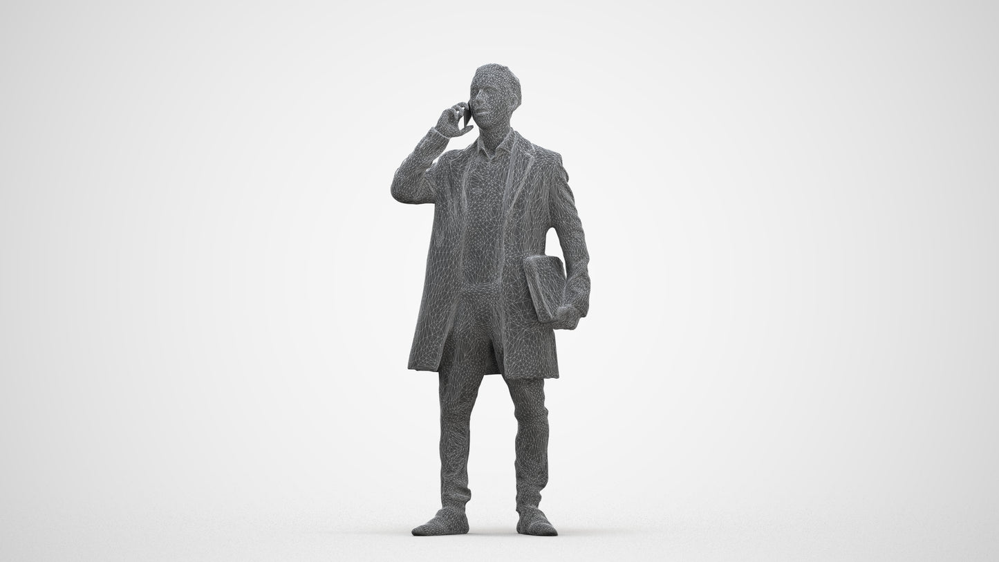 realistic 3D people man business standing, render-ready for V-Ray and Corona, FBX OBJ, three-quarter front view render